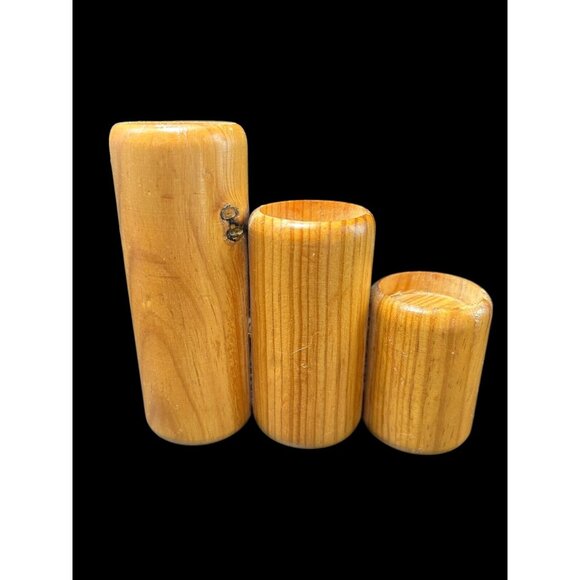 Vintage Myrtle-wood Mid-Century 3 Tapered Candle Holder Hand Turned Oregon? MCM - Picture 6 of 12